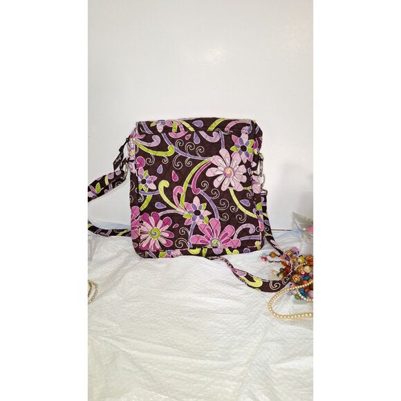 A Vera Bradley Women's Satchel Messenger Bag Crossbody Purple Punch Pattern - Picture 11 of 11